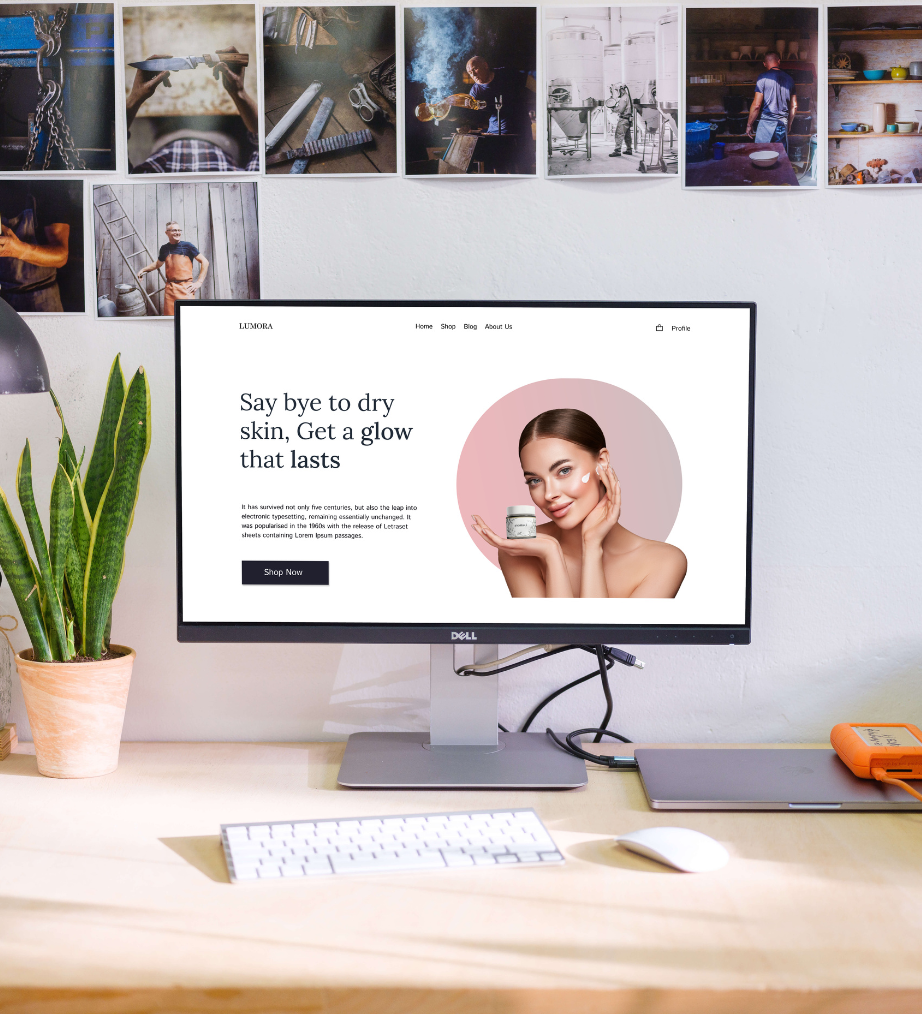 Lumora laptop landing page prototype