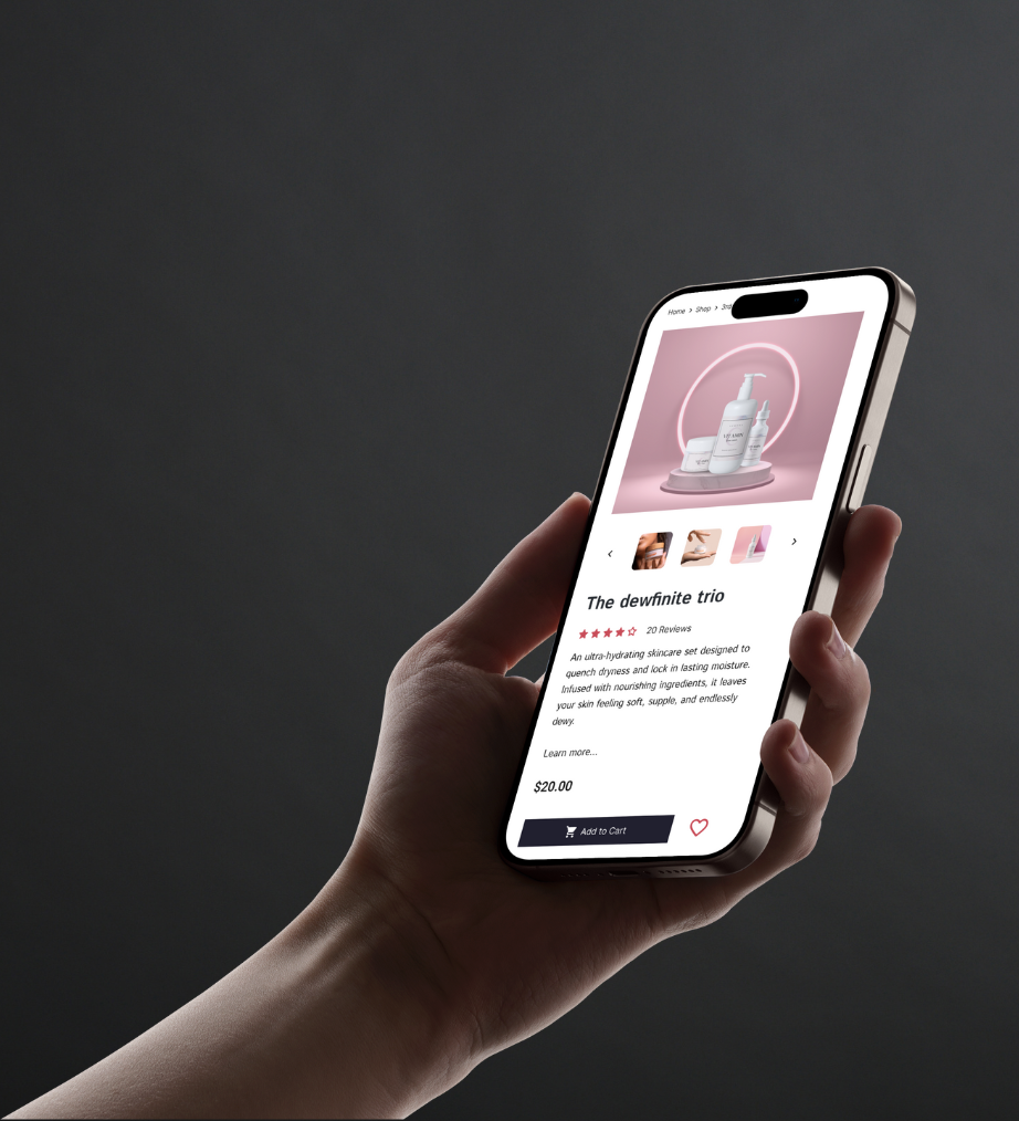 Lumora's landing page prototype shown on a phone