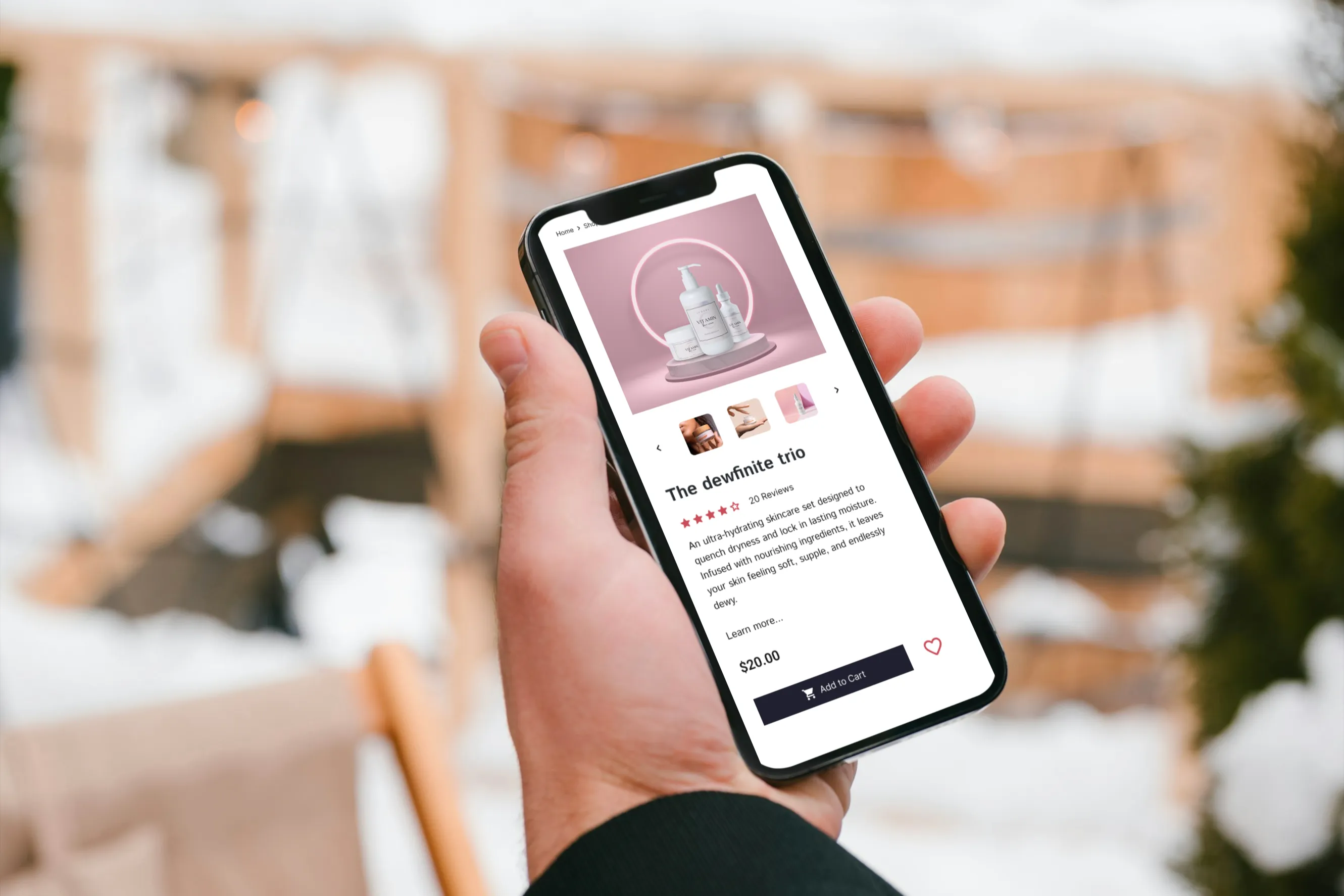 Prototype web design viewed from a mobile