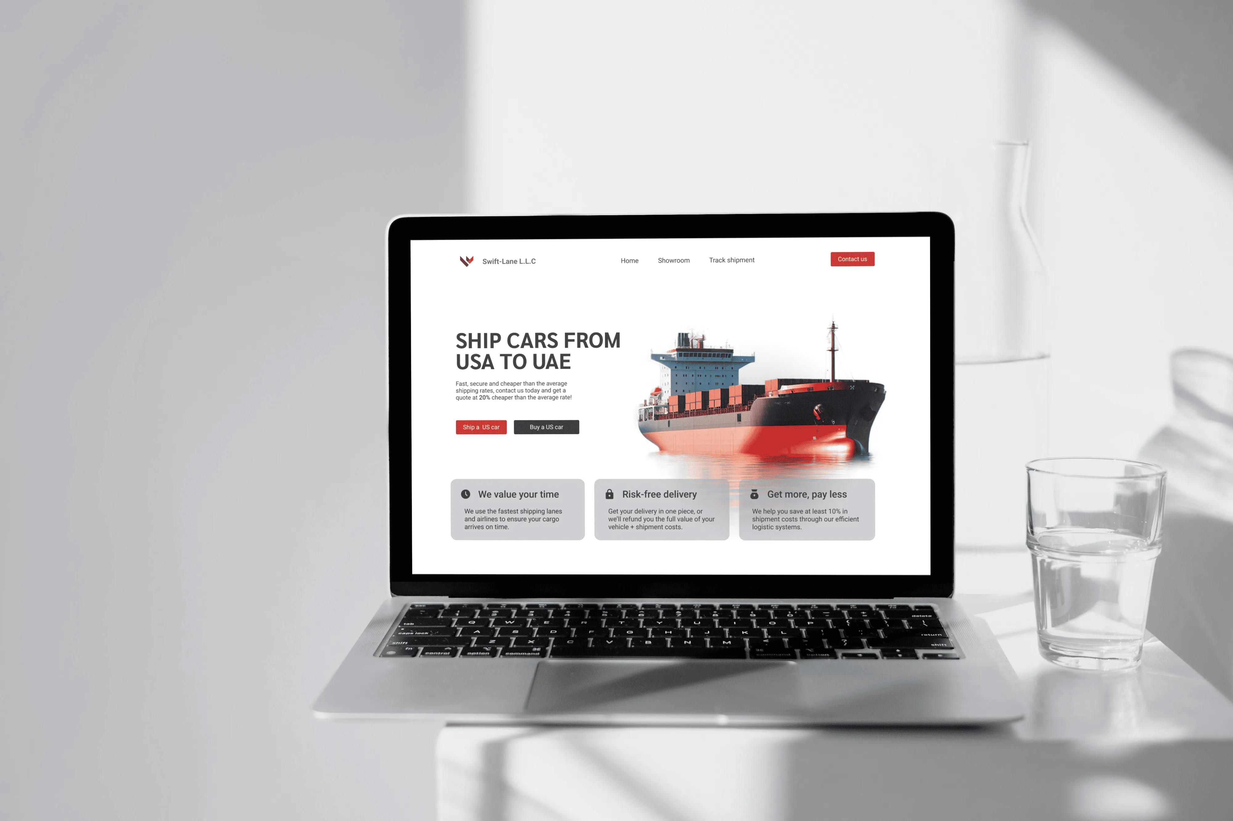 Client mock website on a computer