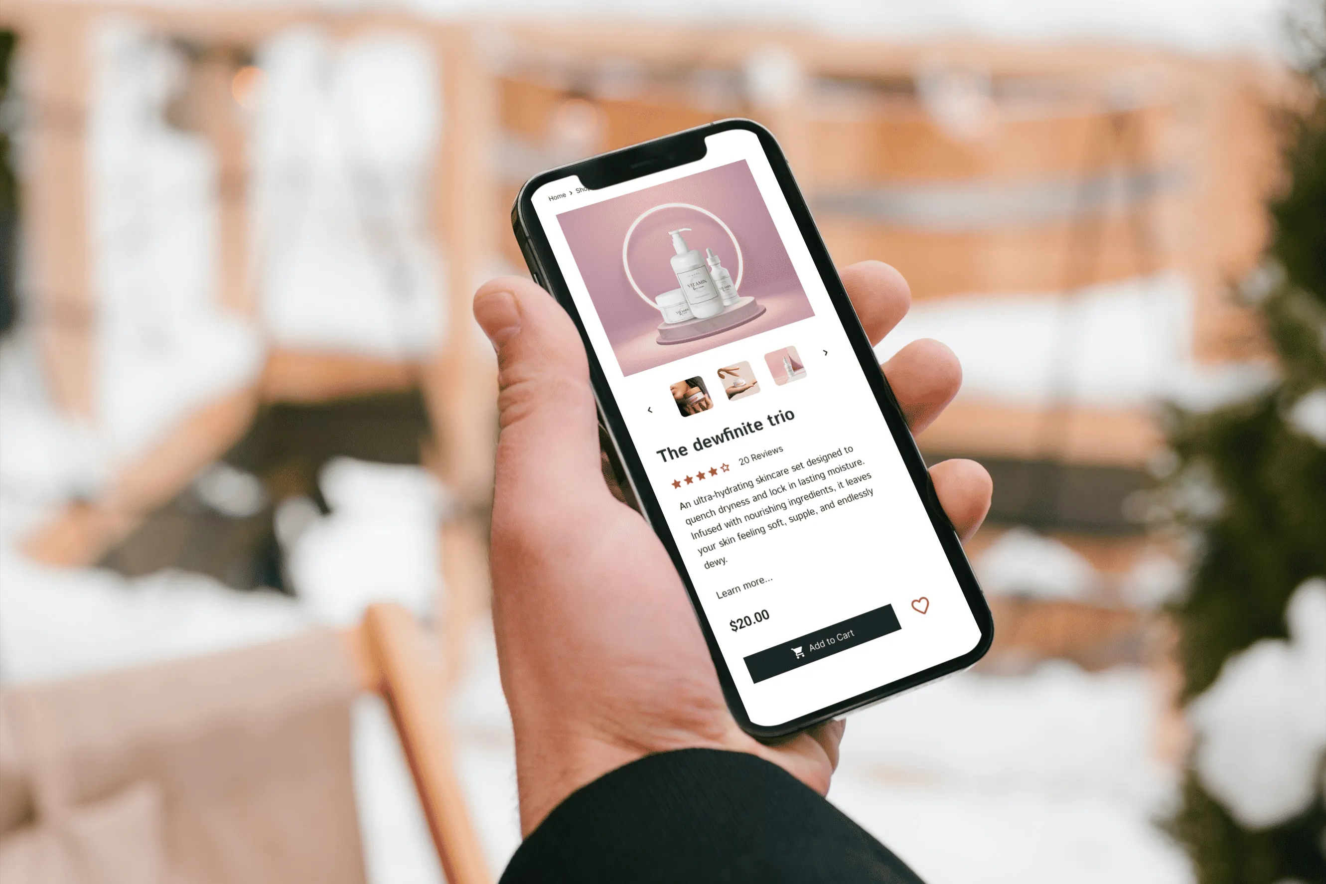 Prototype web design viewed from a mobile