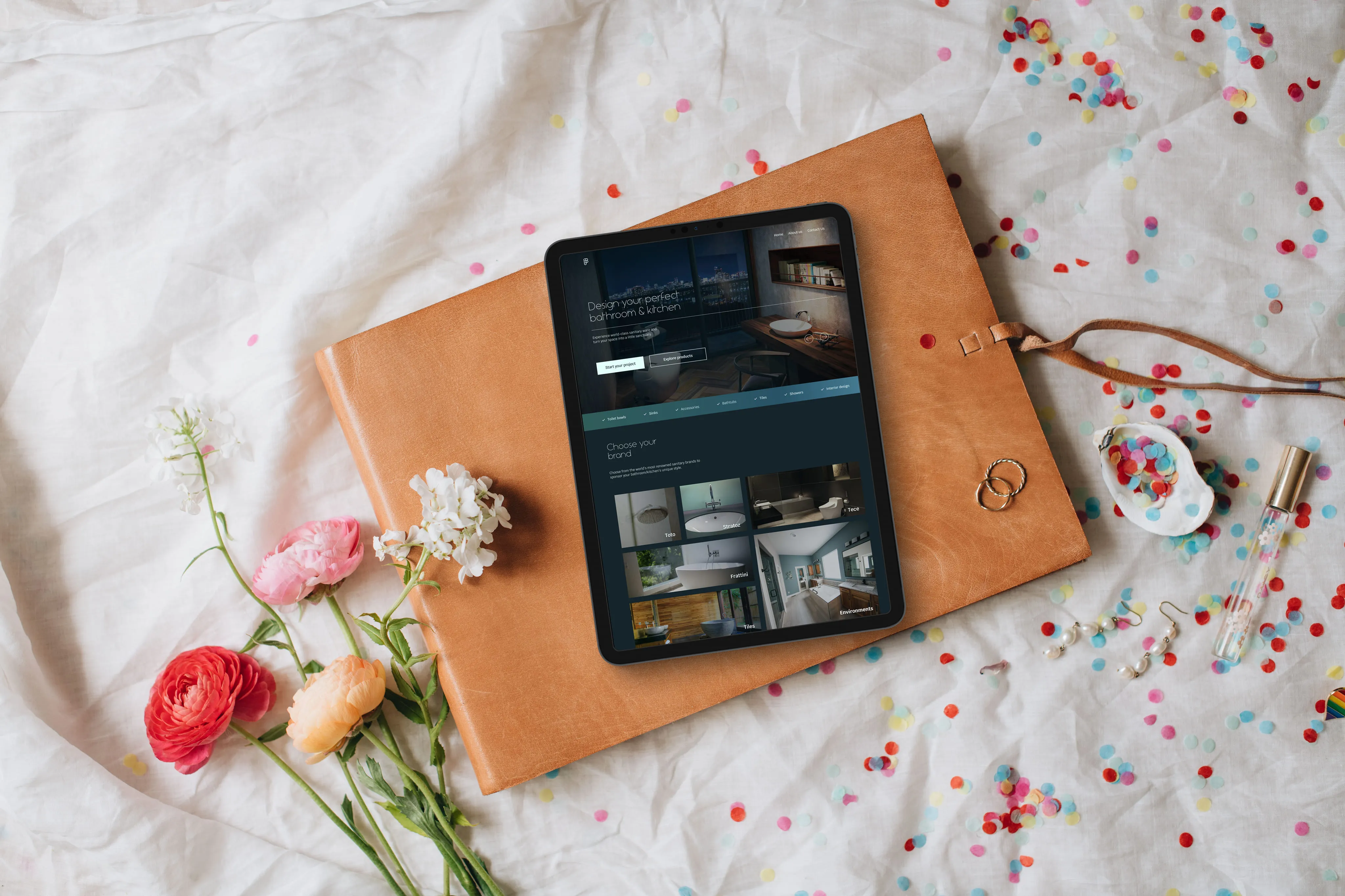 Client website viewed from a Tablet, on a bed