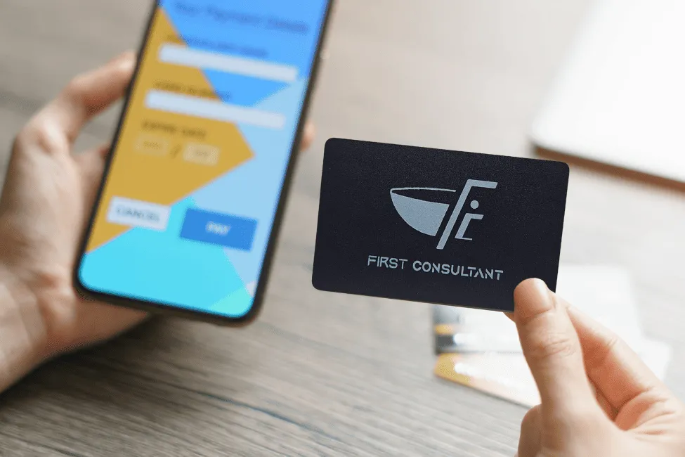 An NFC card containing a link to an app