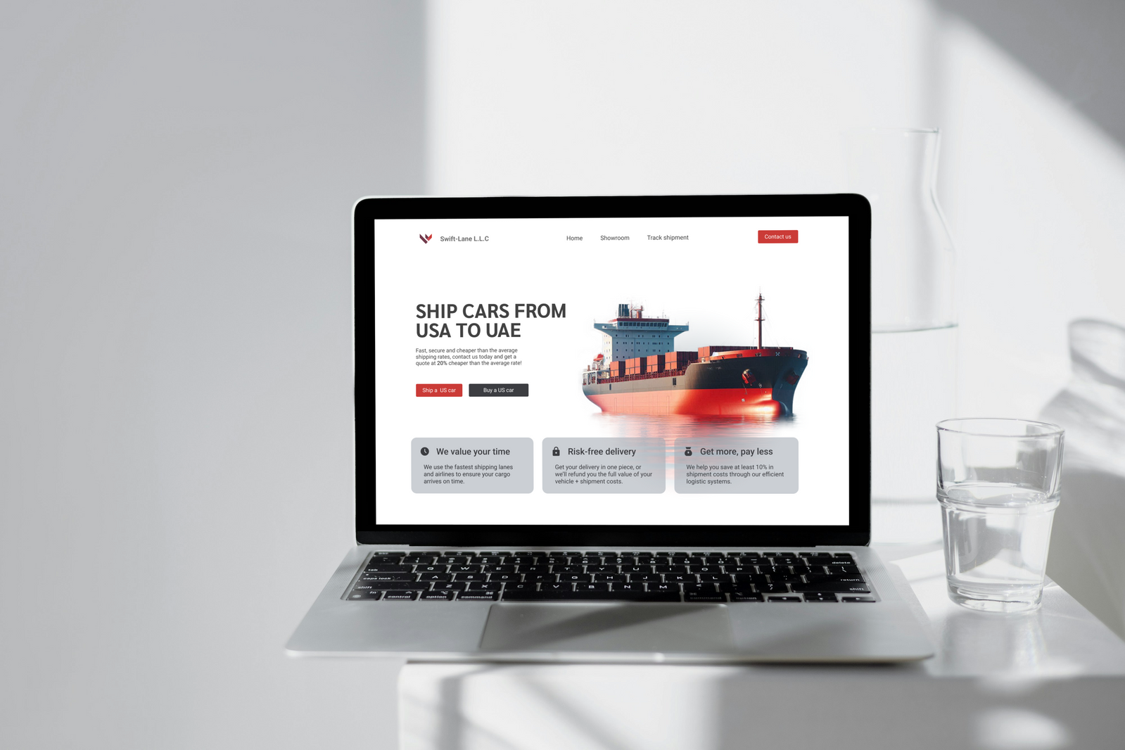 Three Line landing page wide screen prototype